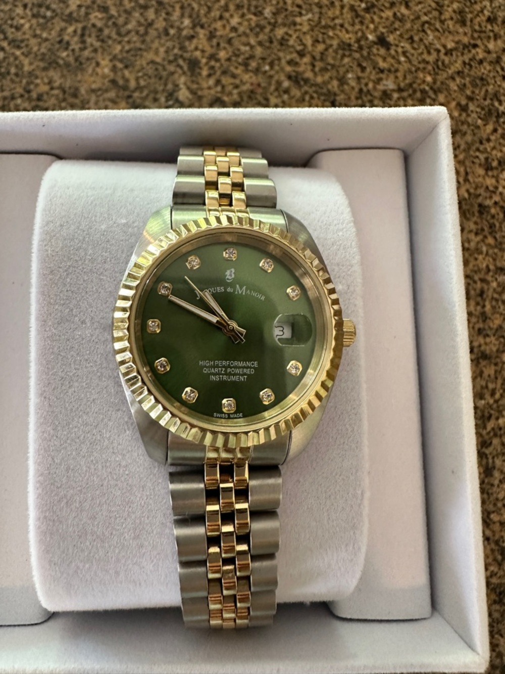 Jacques du Manoir Two-Tone Green Dial Watch - Picture 2 of 6